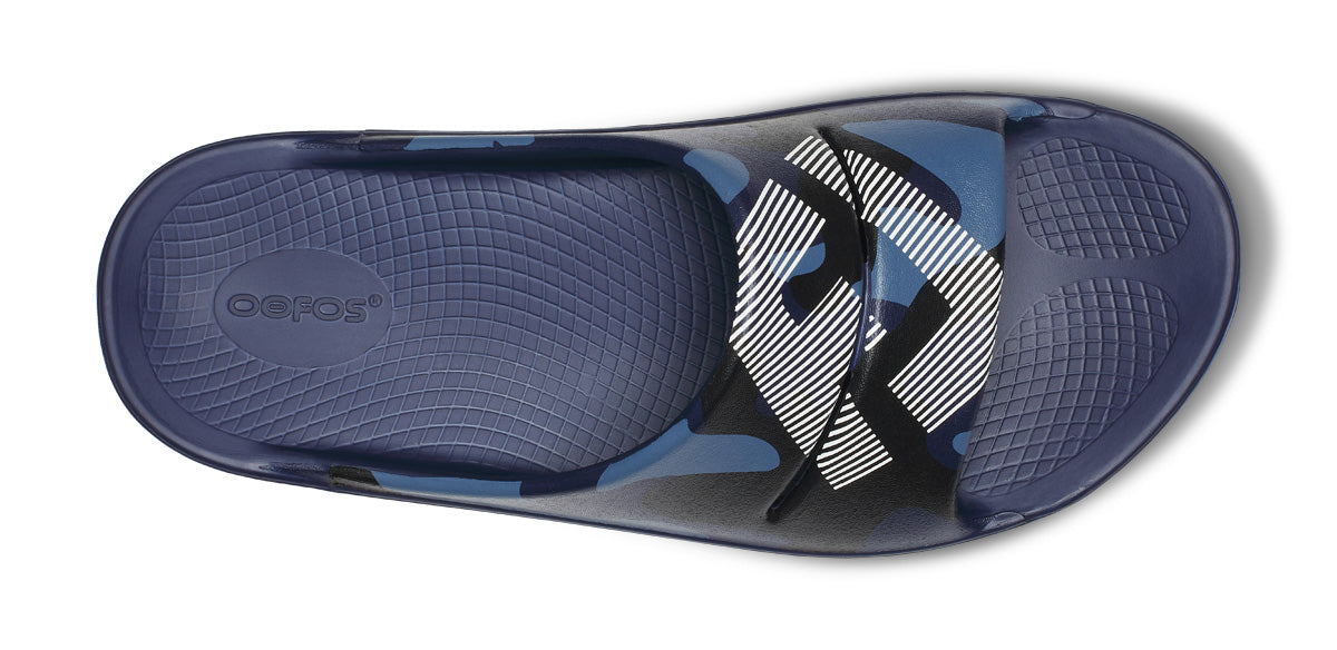 FJ X OOFOS Men's OOahh Sport Slide Sandal - Navy Camo - Image 6